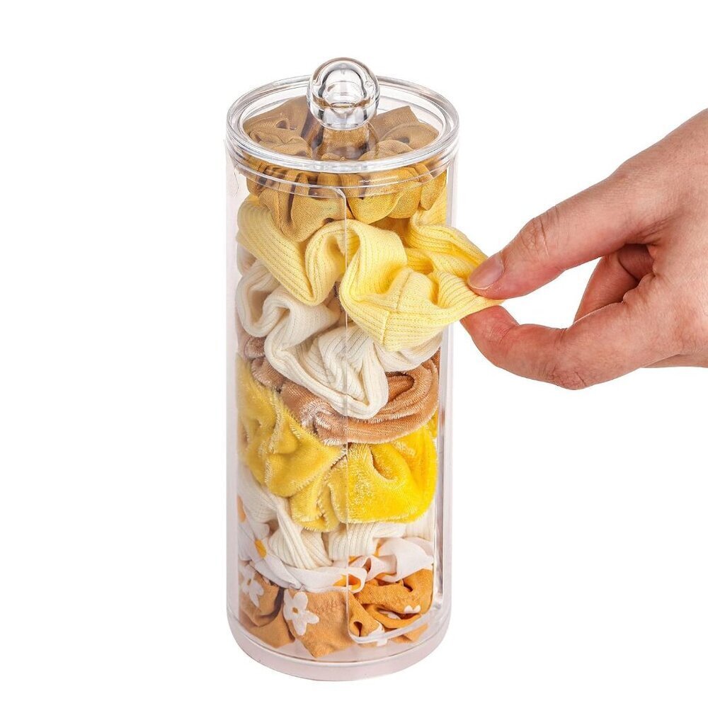 Clear Hair Tie Organizer Stand with Lid for Scrunchies and Accessories